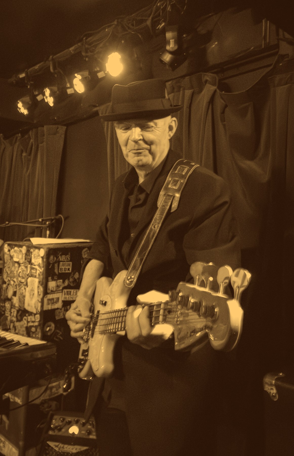 Nick Dean playing bass guitar